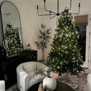pre lit classic artificial natural green fir christmas tree w/led warm light 7.5' comes with dimmer. there are 2981 tips and 1180 led lights.